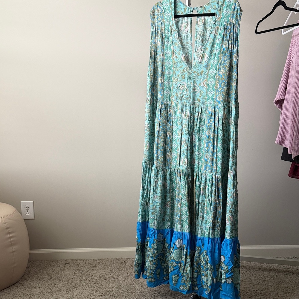 Free People Turquoise and Royal Blue Maxi Dress